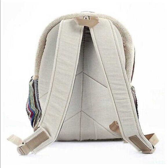 Hemp Backpack Unisex With Patchwork - Picture 3 of 4